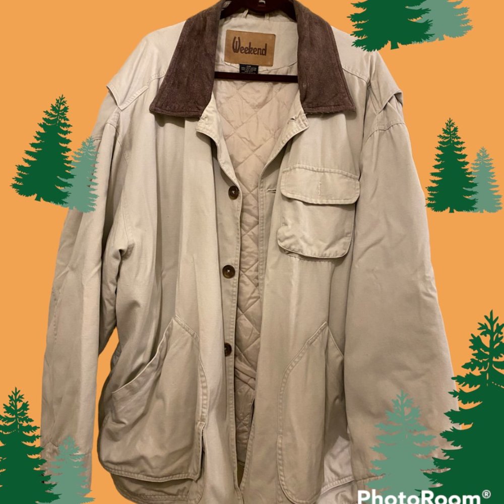 Weekend Men’s Vintage Barn Coat With Leather Collar